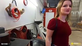 Mechanic Gets Paid In Sexual Favors From Busty Blonde On The Side Of The Road